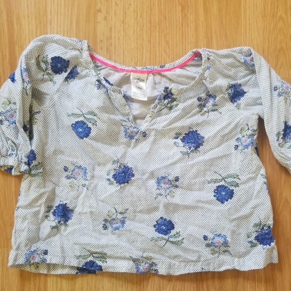 Blue floral print Blossom linen shirt